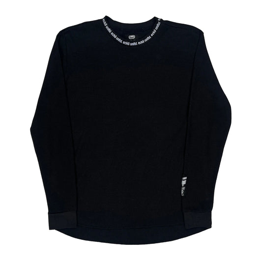Vintage Waffle Knit Ecko Unltd Long Sleeve T-Shirt - 2XL Black Cotton