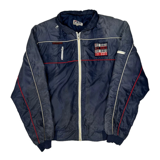 Fila Striped Windbreaker - XL Navy Nylon