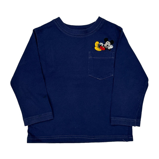 Disney Cartoon Long Sleeve T-Shirt - 2XS Navy Cotton