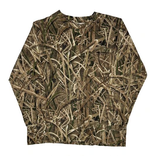 Vintage Rustic Ridge Camo Long Sleeve T-Shirt - Large Camo Cotton
