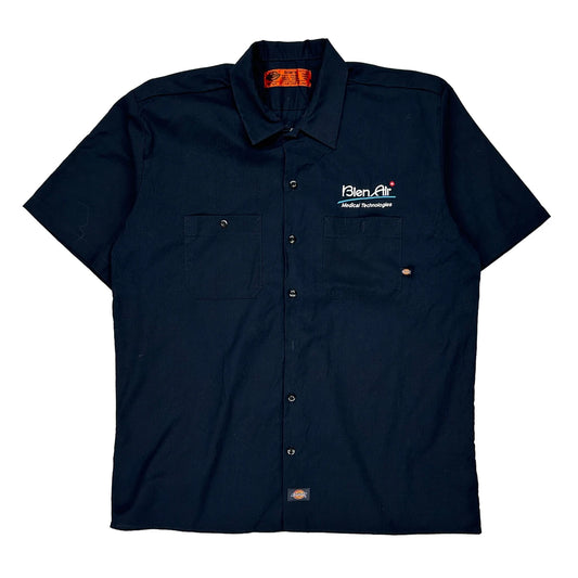 Dickies Short Sleeve Shirt - XL Navy Cotton Blend