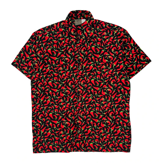 Made In USA High Seas Graphic Hawaiian Shirt - Medium Black Cotton