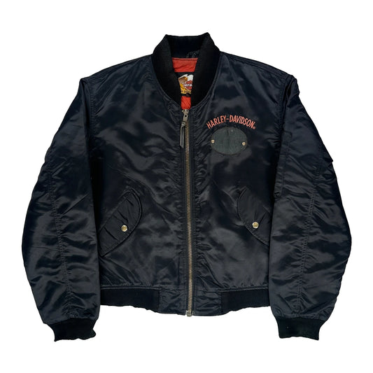 Harley Owners Group Harley Davidson Graphic Bomber Jacket - XL Black Nylon