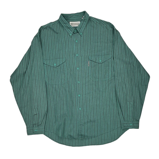 Levis Striped Shirt - XL Green Cotton