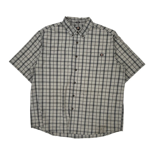 Dickies Checked Short Sleeve Shirt - XL Grey Cotton