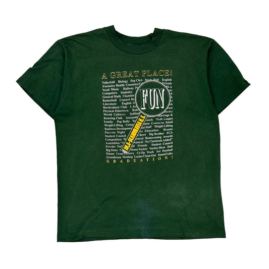 Graduation Fruit Of The Loom Single Stitch T-Shirt - XL Green Cotton Blend
