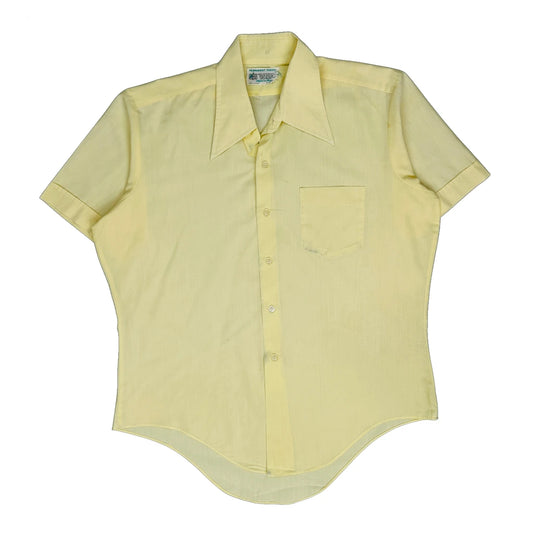Vintage 70S Permanent Press Short Sleeve Shirt - Large Yellow Polyester Blend