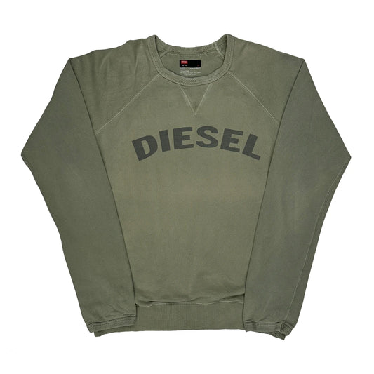 Diesel Spellout Raglan Sweatshirt - 2XL Green Cotton