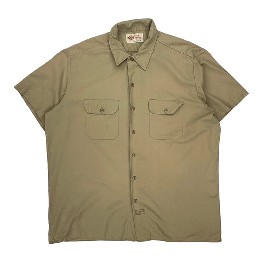 Dickies Short Sleeve Shirt - 2XL Khaki Cotton