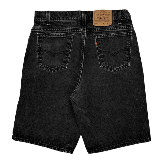 550 Orange Tab Levis Denim Shorts - 32W 9L Black Cotton