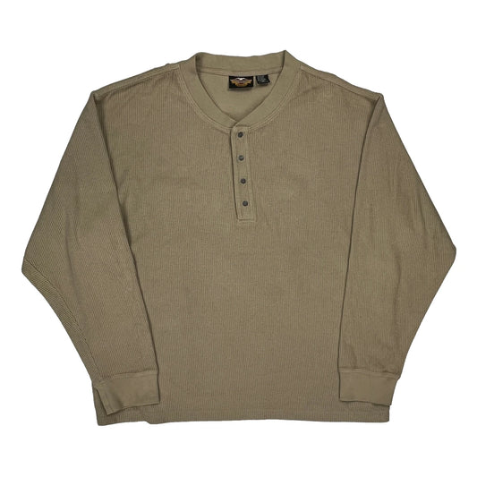 Harley Davidson Long Sleeve T-Shirt - XL Beige Cotton
