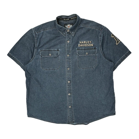 Harley Davidson Denim Shirt - 2XL Blue Cotton