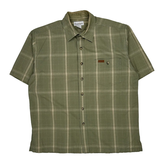 Carhartt Checked Short Sleeve Shirt - Large Khaki Cotton