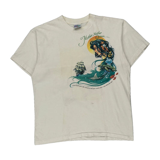 Mother Mother Ocean Caribbean Surf Single Stitch T-Shirt - XL Cream Cotton