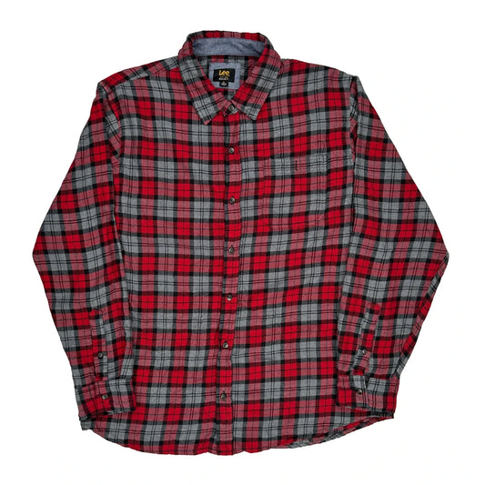 Lee Checked Flannel Shirt - XL Grey Cotton