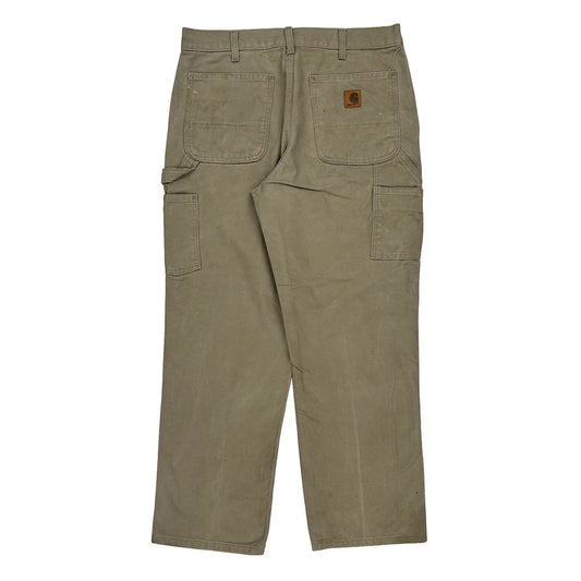 Carhartt Double Knee Carpenter Trousers - 34W 30L Khaki Cotton
