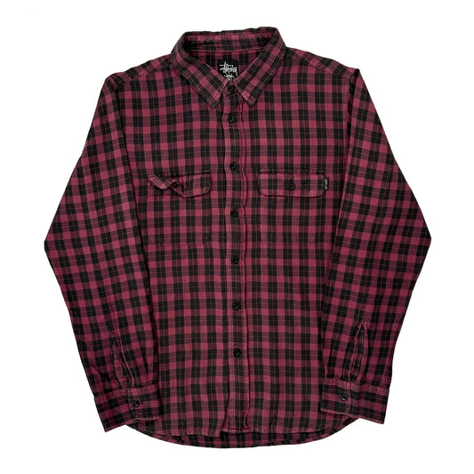 Stussy Checked Flannel Shirt - Medium Red Cotton