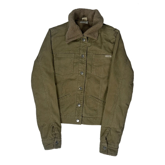 Sherpa Lined Billabong Collared Cord Jacket - Small Khaki Corduroy