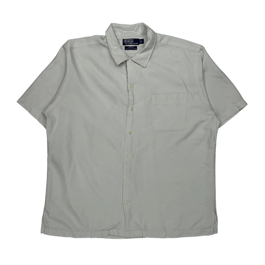 Vintage Polo By Ralph Lauren Short Sleeve Shirt - Large White Silk Blend