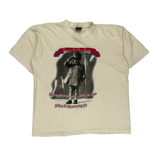 John F Kennedy Jr Memorial Saad Collection Single Stitch Graphic T-Shirt - Large Cream Cotton