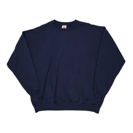 90S Blank Hanes Sweatshirt - XL Navy Cotton Blend