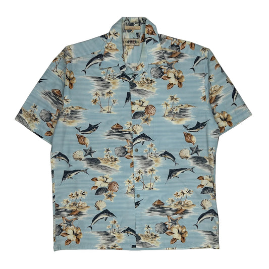Campia Hawaiian Shirt - Large Blue Cotton