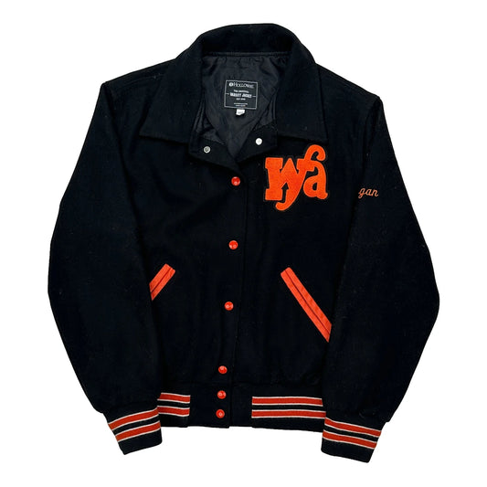Holloway Varsity Jacket - Large Black Wool Blend