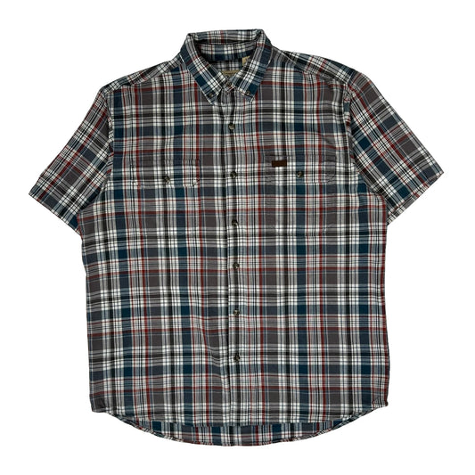Vintage Red Head Checked Short Sleeve Shirt - Large Navy Cotton