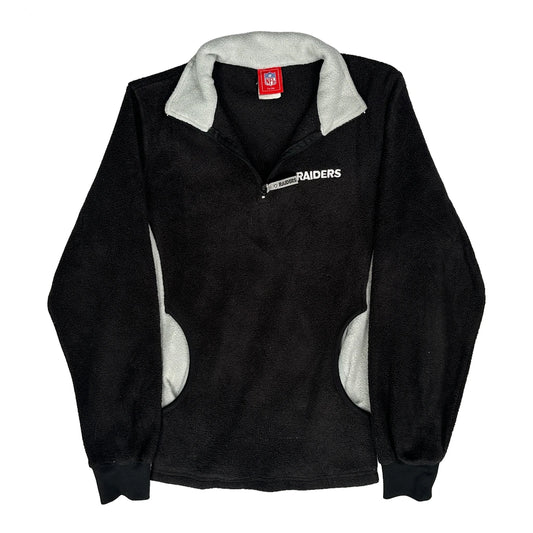 Vintage Raiders Nfl Collared Fleece - Small Black Polyester