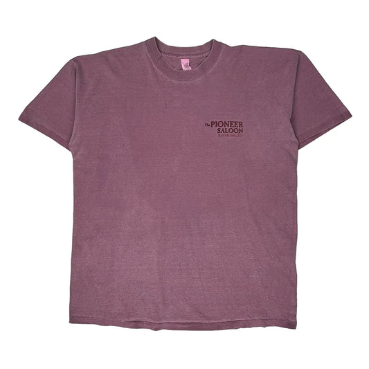 Pioneer Saloon Anvil Single Stitch T-Shirt - XL Purple Cotton