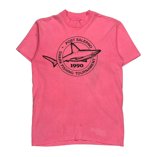 Shark Fishing Tournament Hanes Single Stitch T-Shirt - Medium Pink Cotton Blend