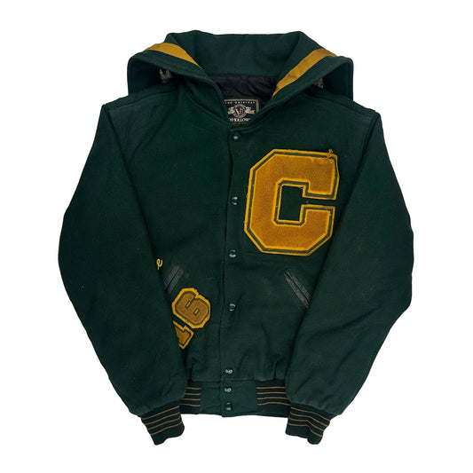 Volleyball Holloway College Varsity Jacket - Small Green Wool