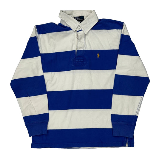 Age 10-12 Polo By Ralph Lauren Striped Rugby Shirt - Medium Blue Cotton