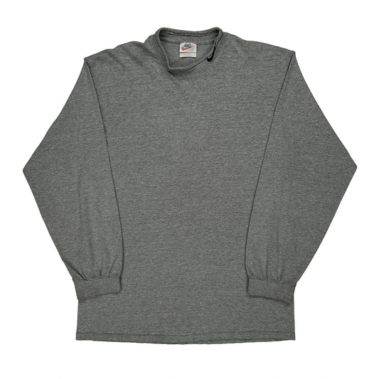 Made In USA Nike Long Sleeve T-Shirt - Large Grey Cotton