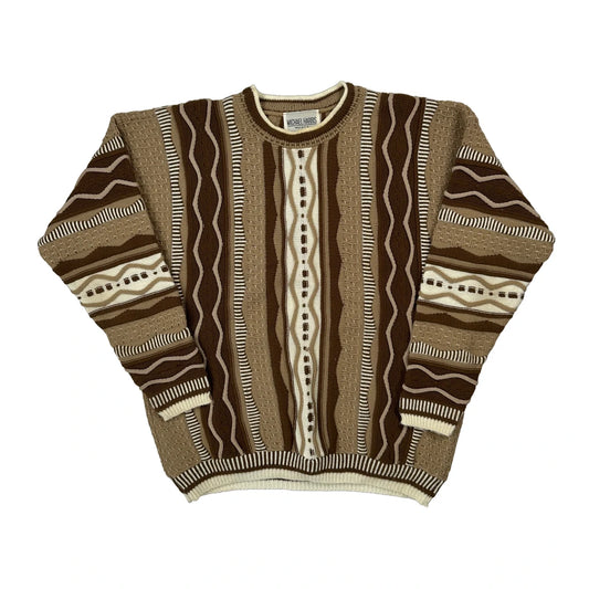 Made In USA Michael Harris Striped Jumper - Large Brown Acrylic