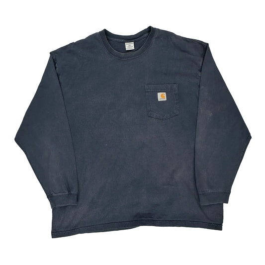 Carhartt Long Sleeve T-Shirt - XL Blue Cotton