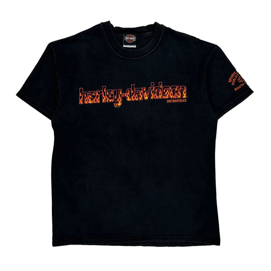 Harley Davidson Spellout T-Shirt - Large Black Cotton