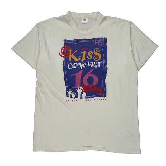 Kiss Concert 16 Fruit Of The Loom Single Stitch T-Shirt - XL White Cotton