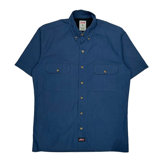 Vintage Dickies Short Sleeve Shirt - Medium Blue Cotton Blend