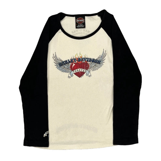 Harley Davidson Graphic Long Sleeve T-Shirt - Medium Black Cotton