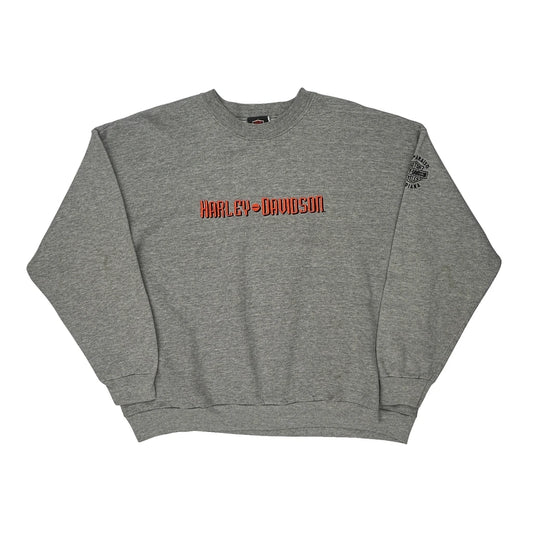 Harley Davidson Sweatshirt - 2XL Grey Cotton Blend