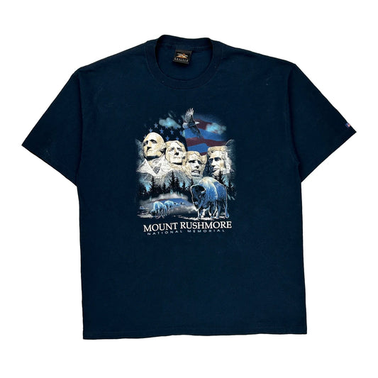 Made In USa Mount Rushmore Prairie Mountain Graphic T-Shirt - XL Blue Cotton