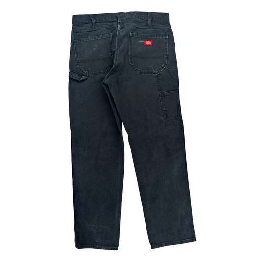Paint Splatters Dickies Carpenter Trousers - 35W 34L Black Cotton
