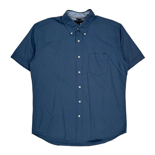 Tommy Hilfiger Short Sleeve Shirt - Large Blue Cotton