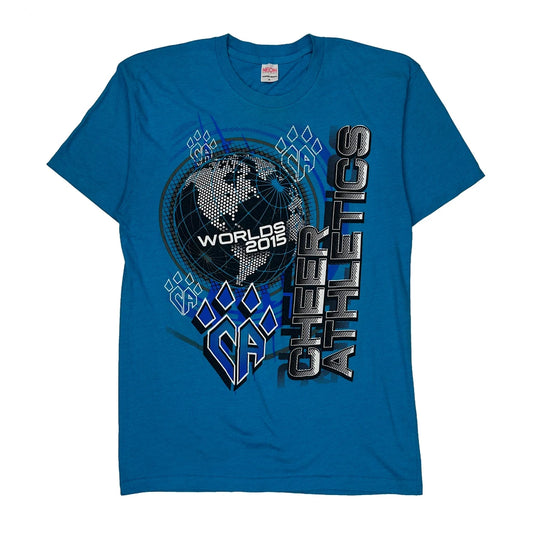 Cheer Athletics Worlds 2015 American Apparel Single Stitch T-Shirt - Medium Blue Cotton