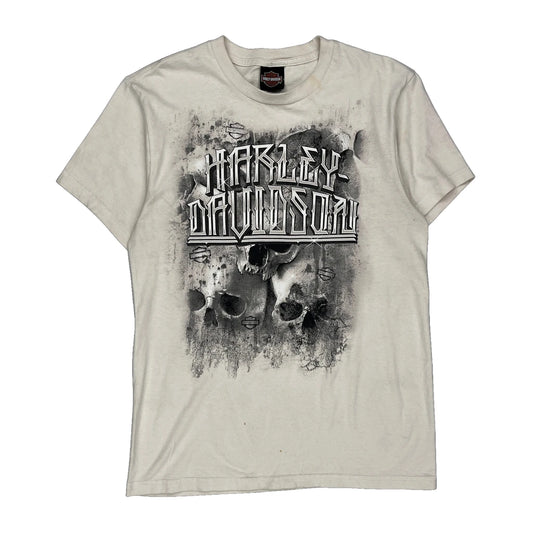 Statue Of Liberty Harley Davidson Graphic T-Shirt - Medium Cream Cotton