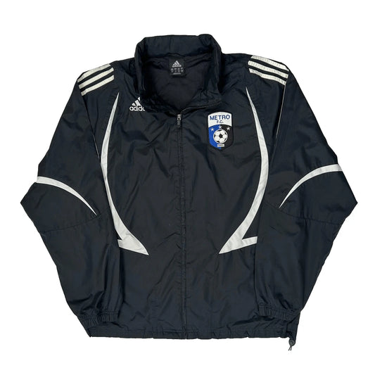 Metro F.C. Adidas Striped Track Jacket - Large Black Nylon
