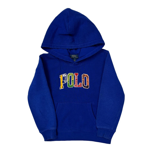 Vintage Age 6 Polo By Ralph Lauren Spellout Hoodie - XS Blue Cotton