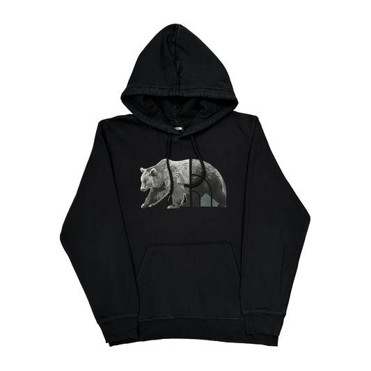 Vintage Bear Graphic The North Face Graphic Hoodie - Large Black Cotton