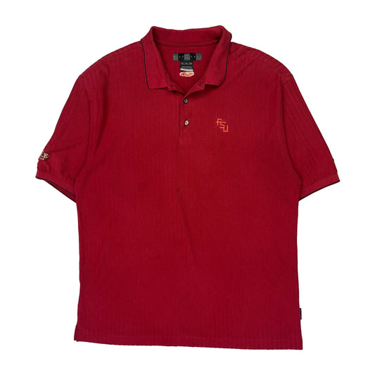 Nike Golf Striped Polo Shirt - XL Burgundy Polyester